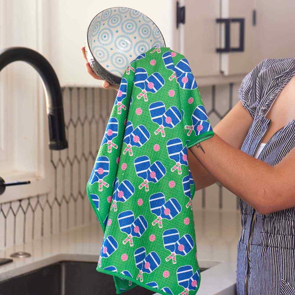 Pickleball Fun blu Kitchen Tea Towel Blue