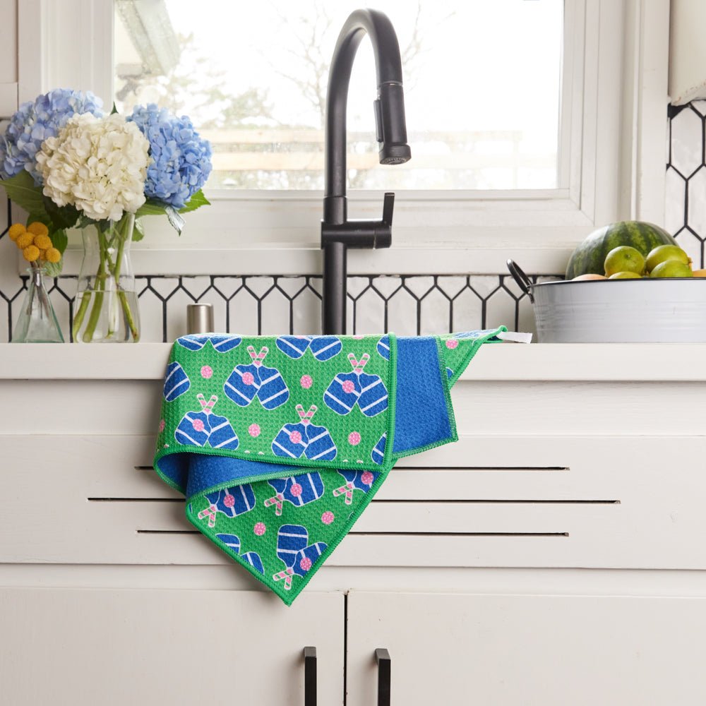 Pickleball Fun blu Kitchen Tea Towel Blue