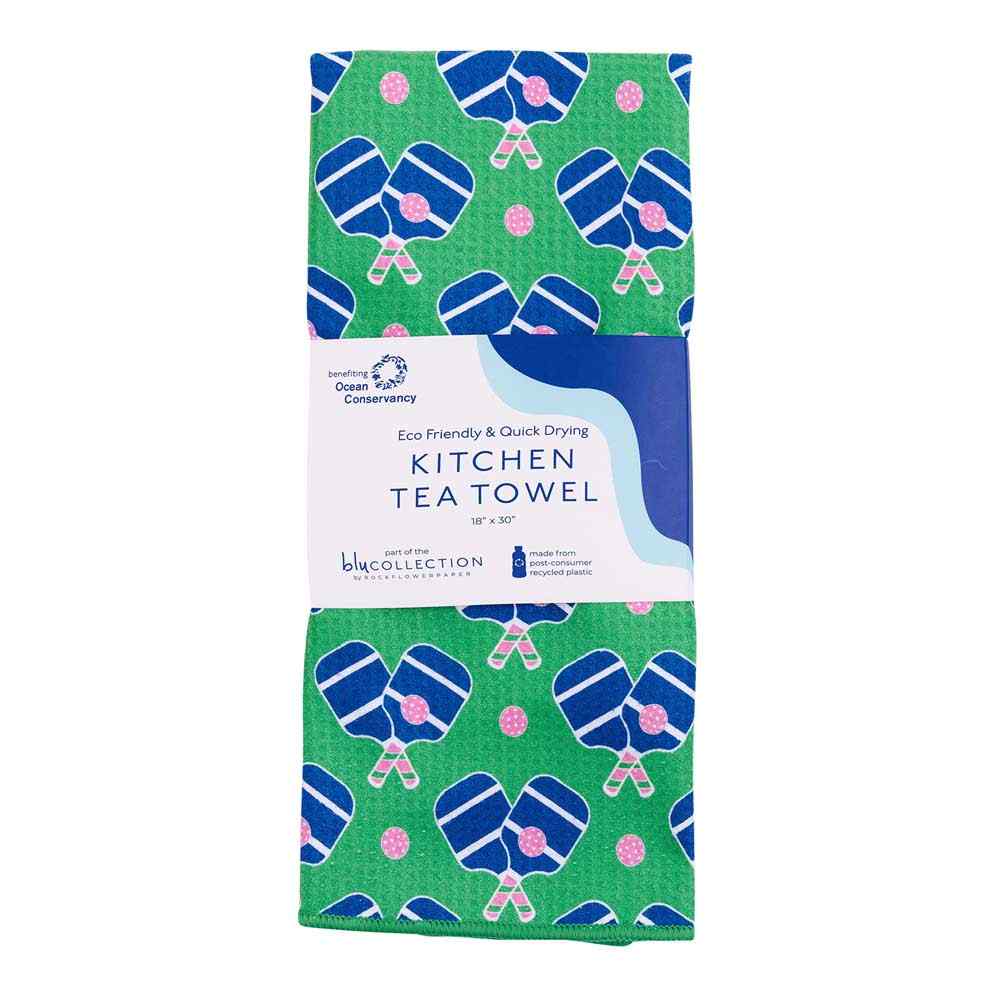 Pickleball Fun blu Kitchen Tea Towel Blue