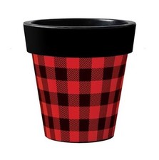 Black and White Check 15" Art Planter