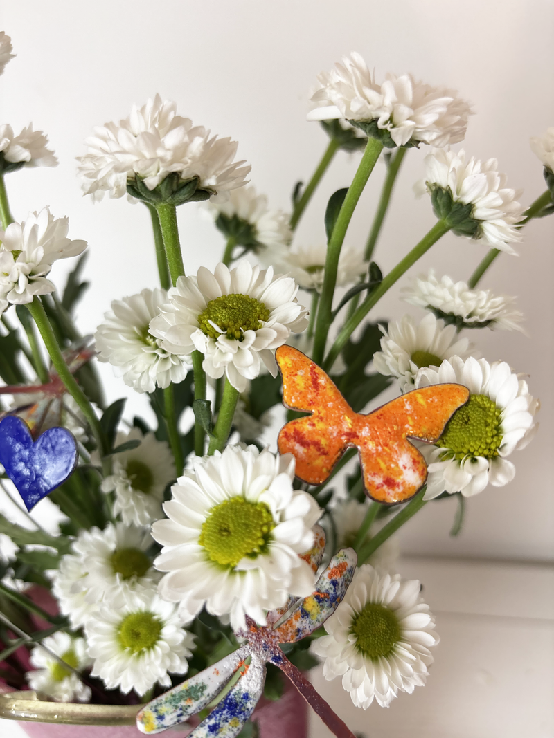 Copper Enamel Butterflies Poke - Small