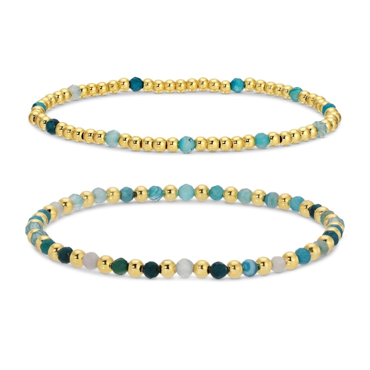 Bracelet - Multi color Stones w/Bead Accents Brown/Teal