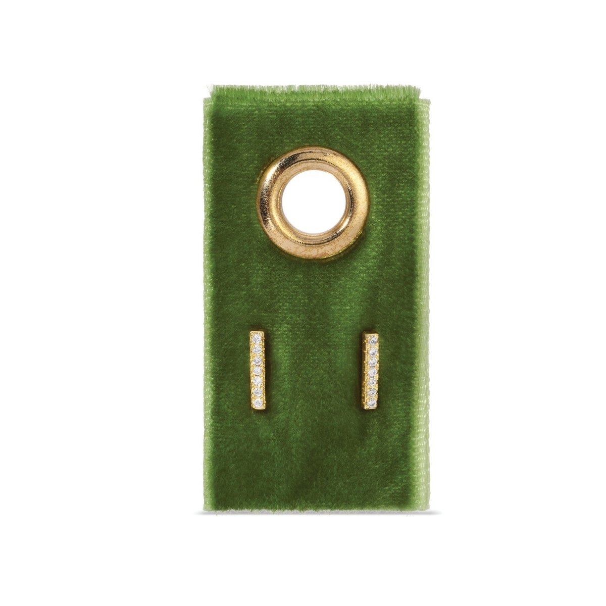 Earrings - Single Stud - Light Blue Pave Bar - Gold
