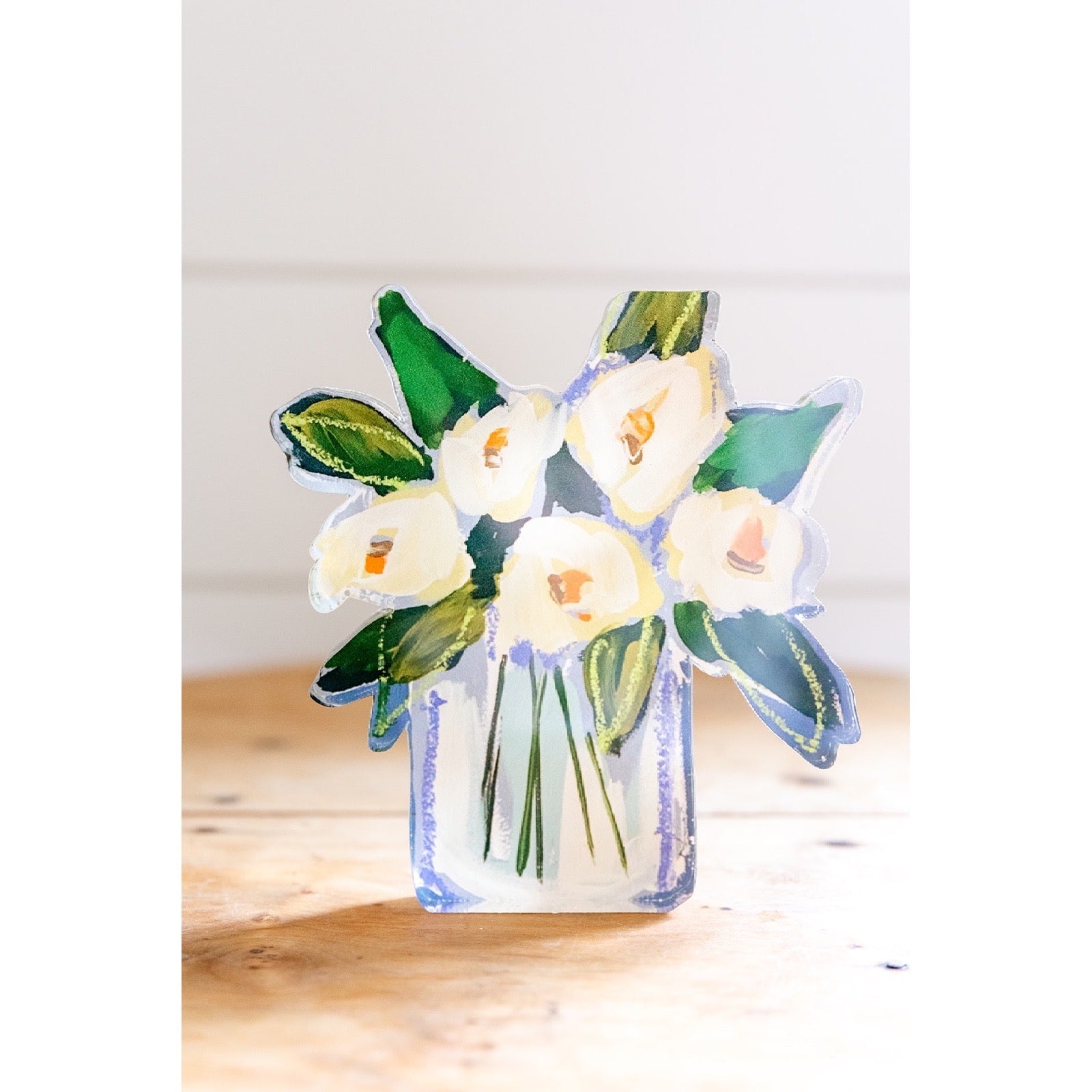 White Floral Acrylic Bloom Bitty Block