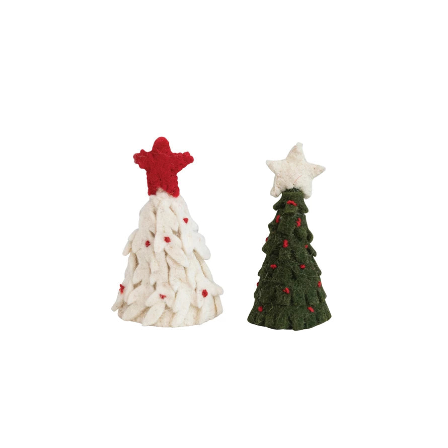 4" Handmade Wool Felt Tree w/Star Bottle Topper