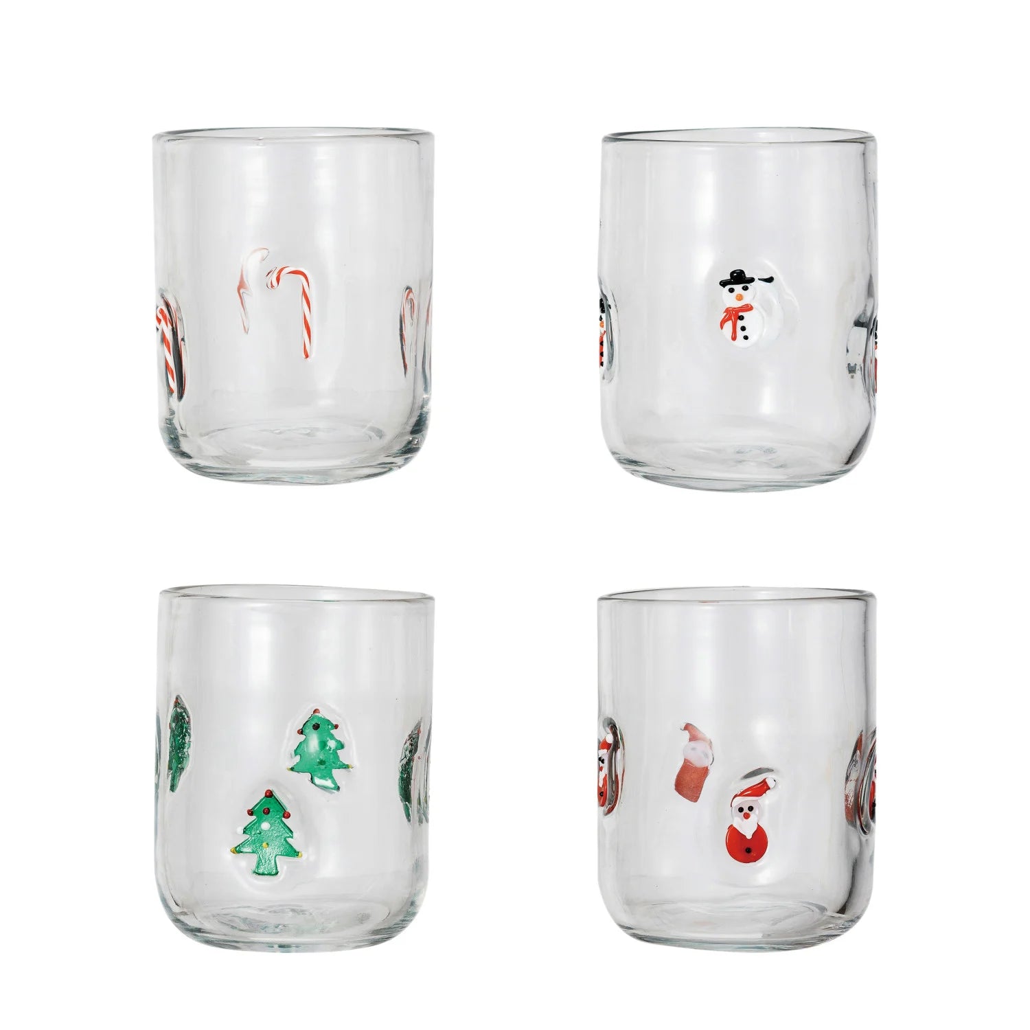 3 1/2" ROUND DRINKING GLASS WITH HOLIDAY ICON