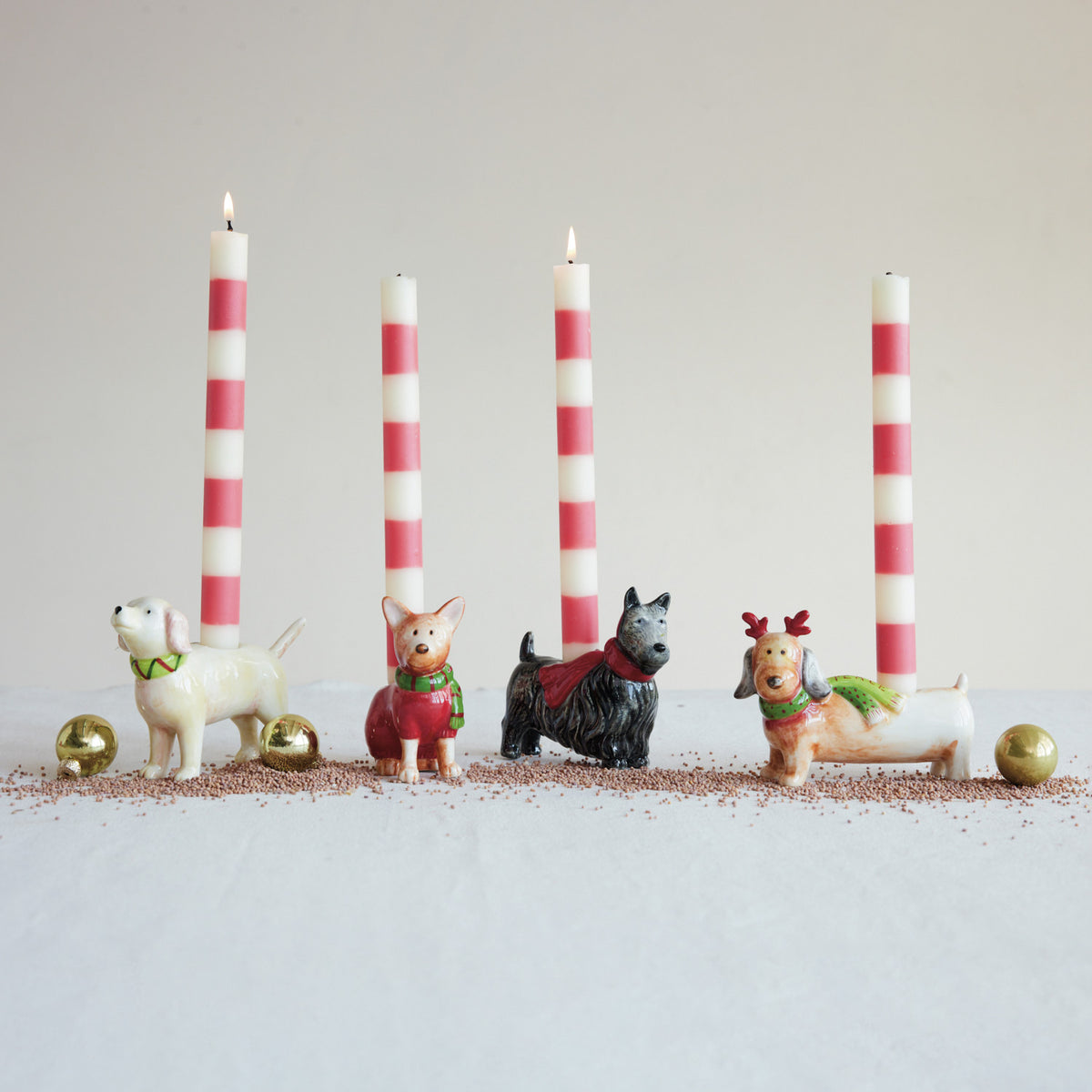 STONEWARE DOG SHAPED TAPER HOLDER