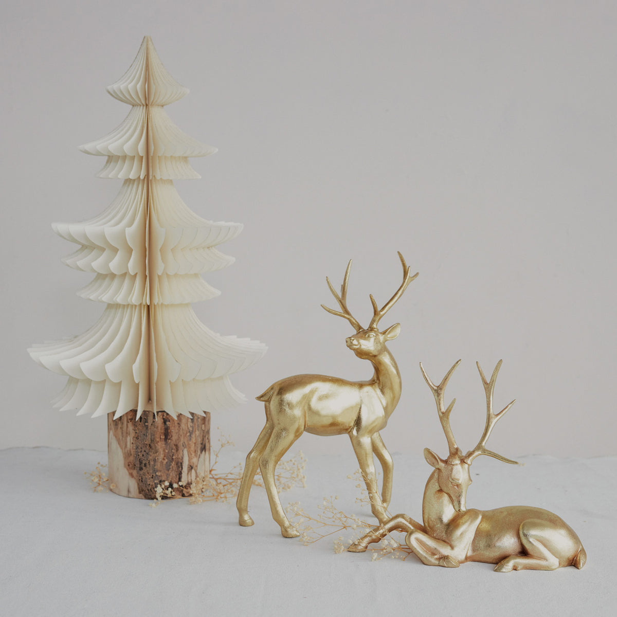SET OF 2 RESIN DEER-GOLD FINISH