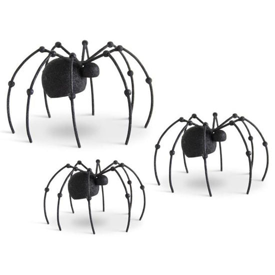 Glittered Black Metal Spider - Lg.