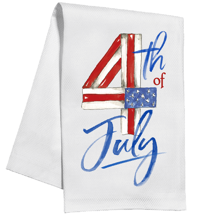 KITCHEN TOWEL HAND PAINTED 4TH OF JULY