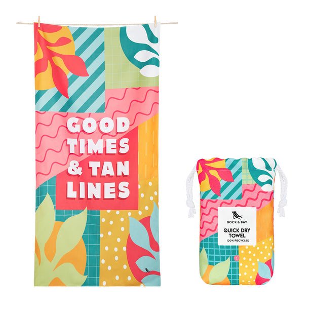 QUICK DRY BEACH TOWEL-XL-GOOD TIMES TAN LINES