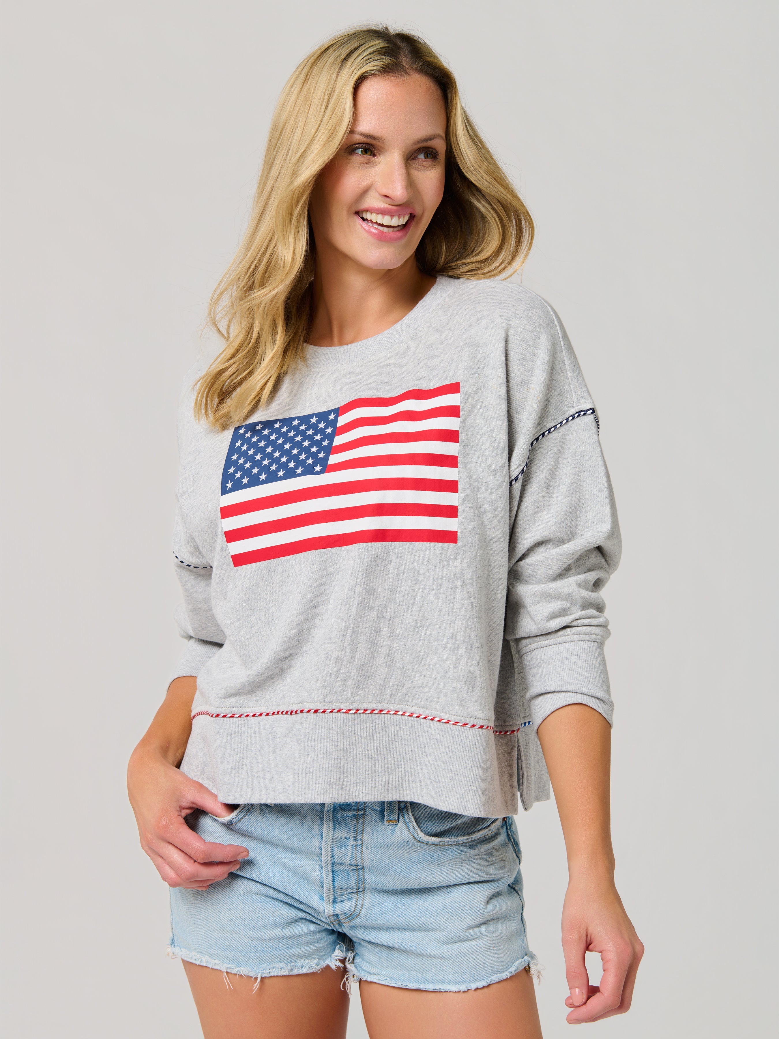 American Flag Mesh Sweatshirt - Large