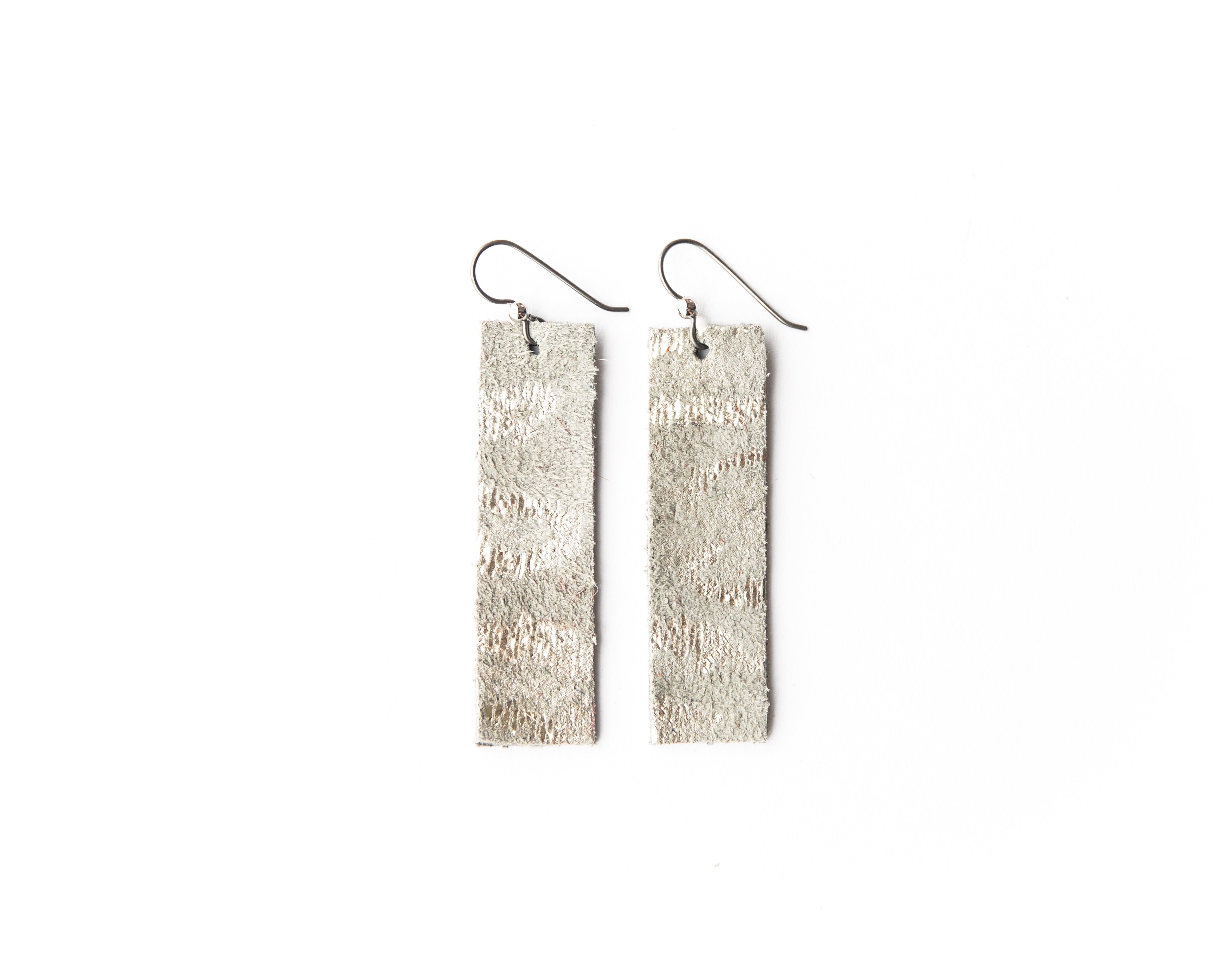 CHEETAH FOUR CORNER LEATHER EARRINGS