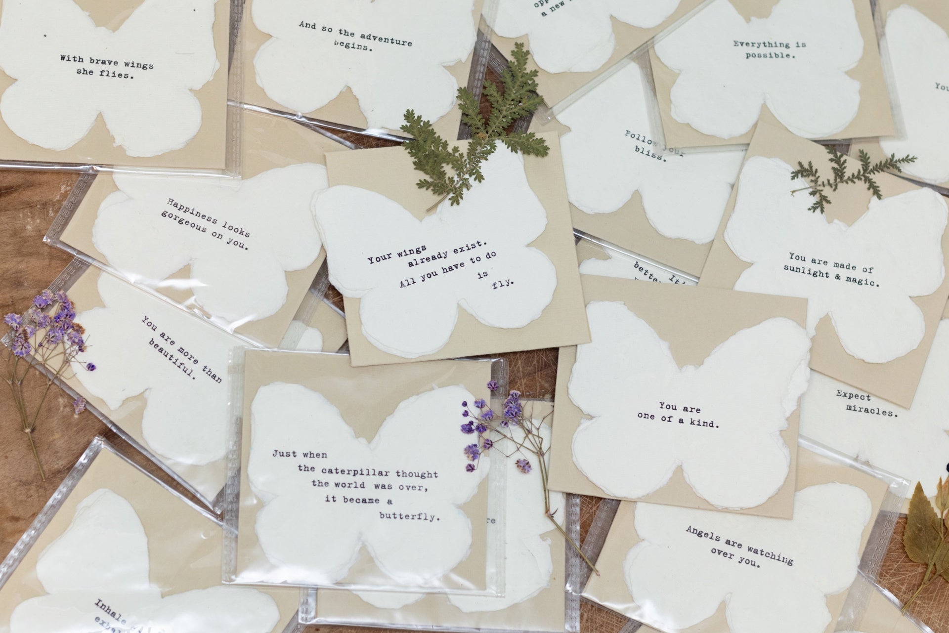 Mini Deckled Butterfly-Shaped Card w/Envelope - Multi Style Message