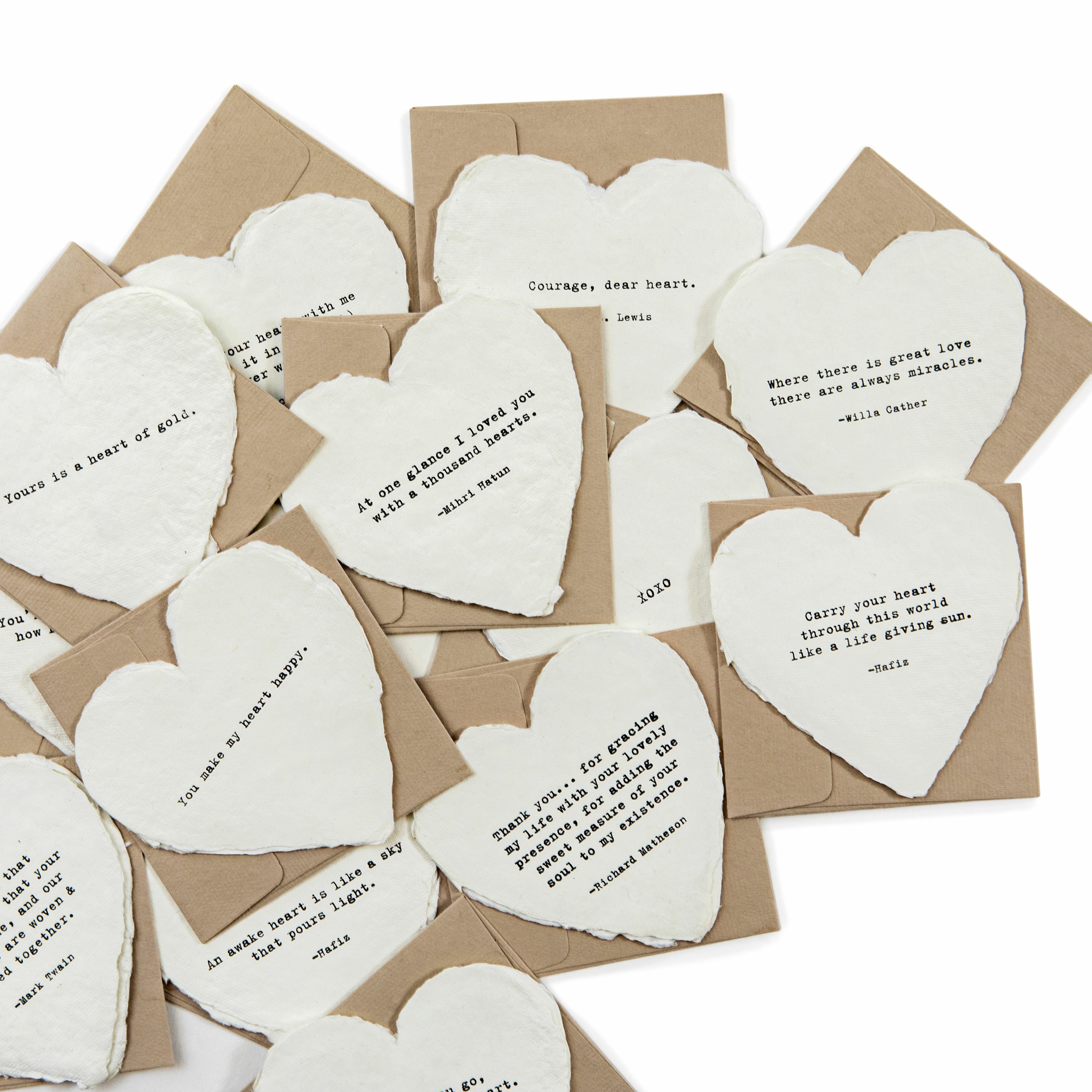 MINI DECKLED HEART SHAPED CARD WITH ENVELOPE-MULTI STYLE MESSAGE