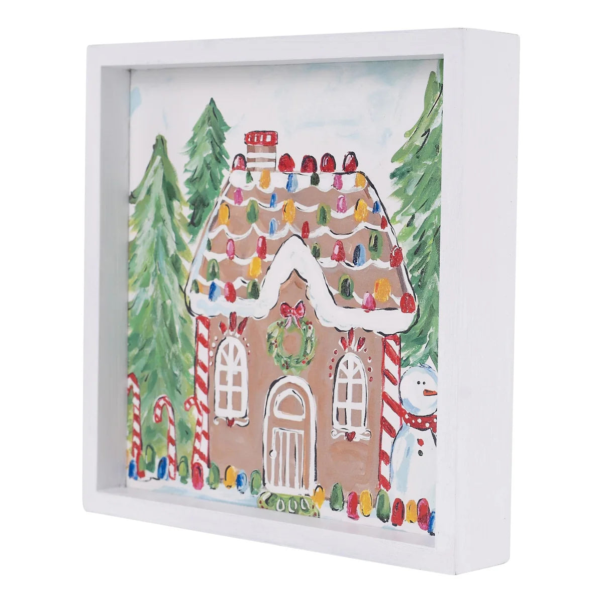 GUMDROP GINGERBREAD HOUSE CANVAS -10"X10"