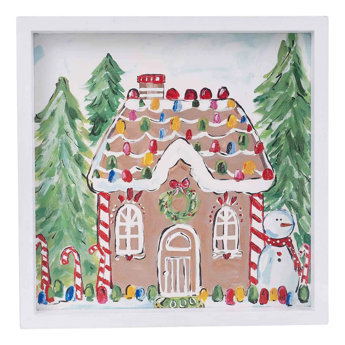 GUMDROP GINGERBREAD HOUSE CANVAS -10"X10"