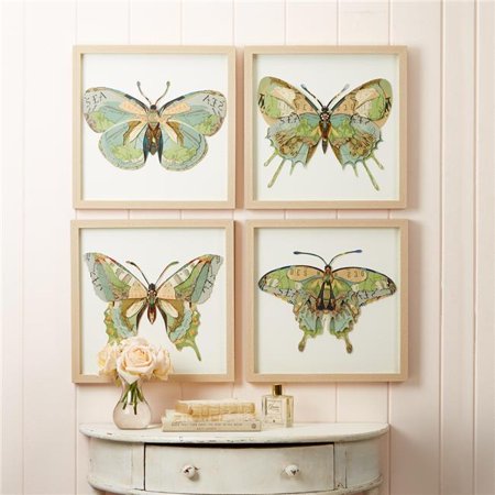Butterfly Paper Collage Wall Art 16" x 16"