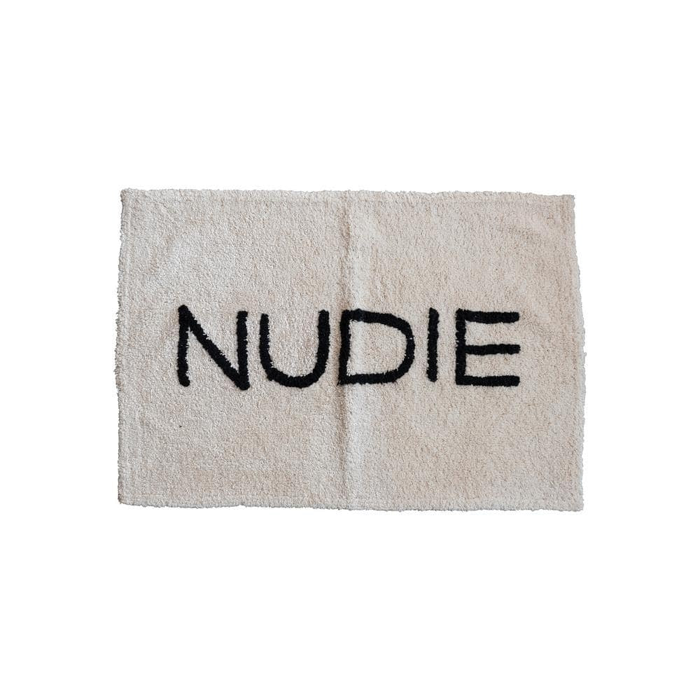 40" x 27" Tufted Cotton Bathmat "Nudie" White & Black