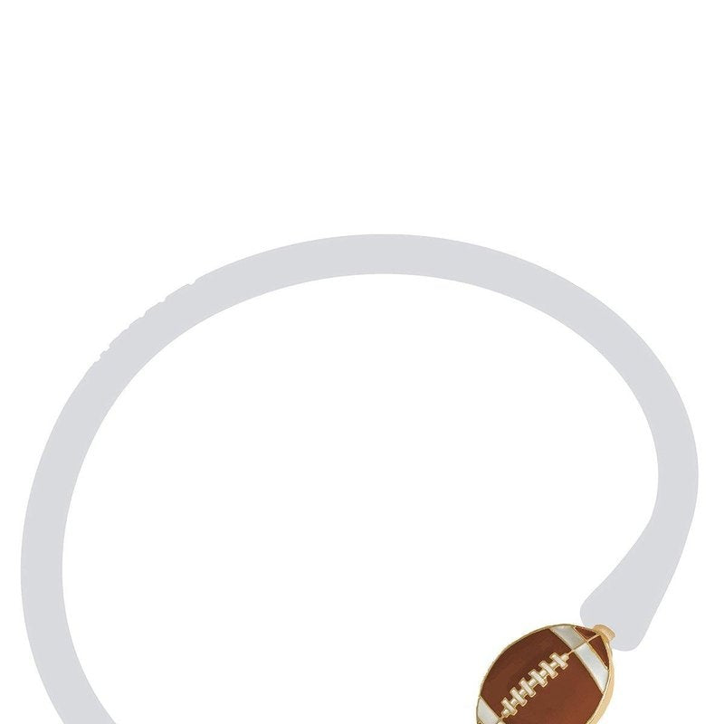 ENAMEL FOOTBALL SILICONE BALI BRACELET WHITE