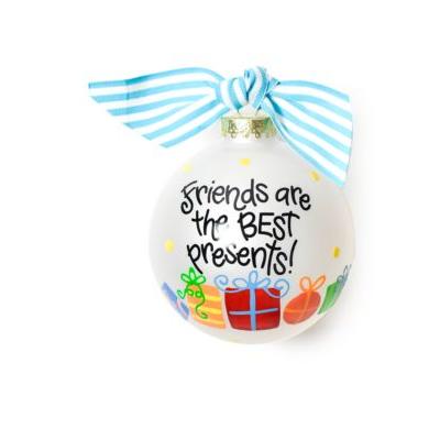 Friends Are the Best Presents Glass Ornament