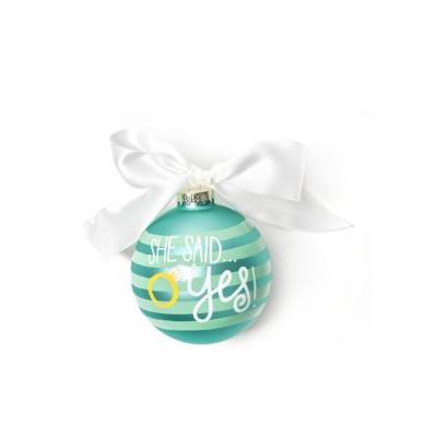 SHE SAID YES JUST ENGAGED GLASS ORNAMENT