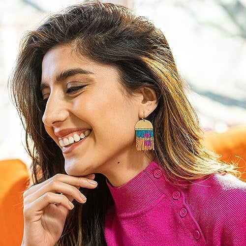 BIRDIE ABSTRACT EARRINGS MAGENTA