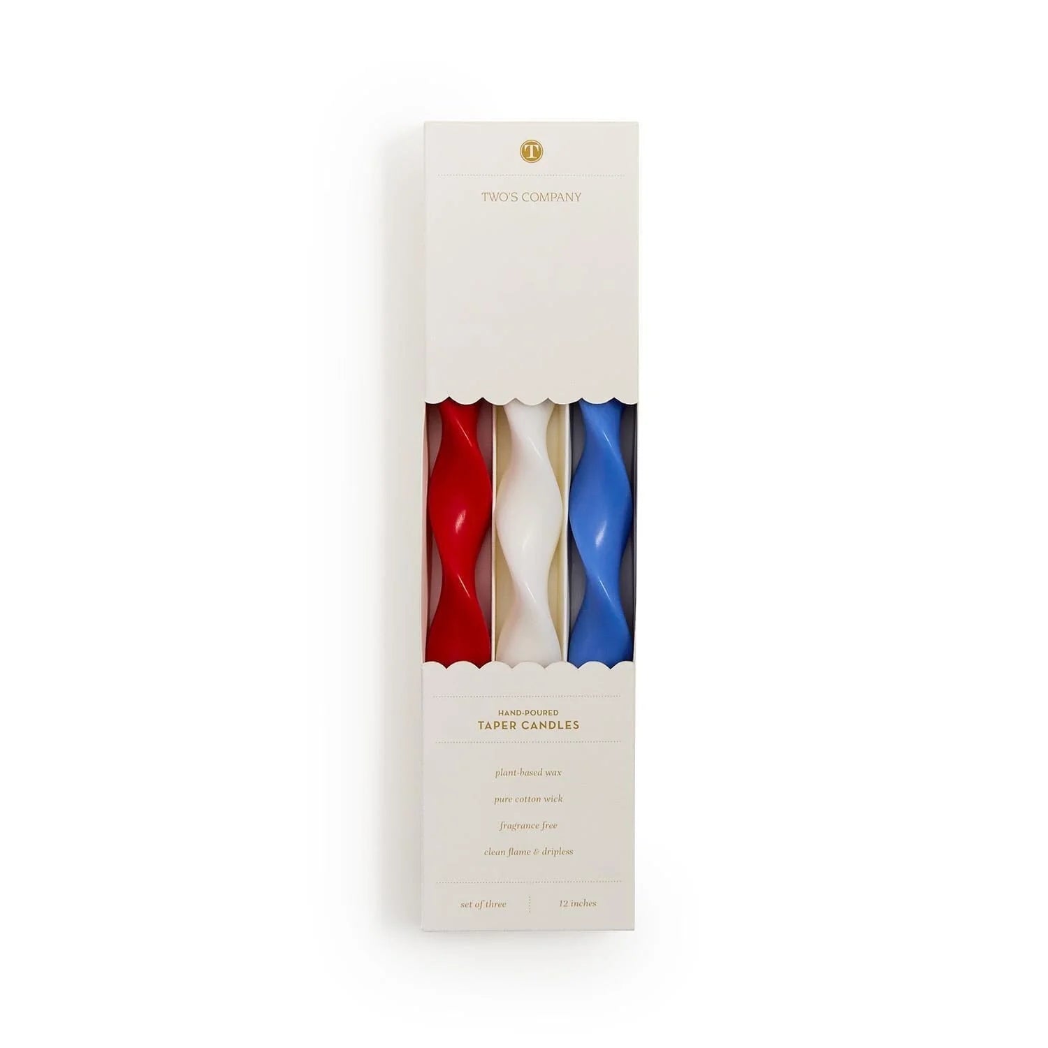 Red, White & Blue 12' Twist Taper Candles - Gift Box (set of 3)