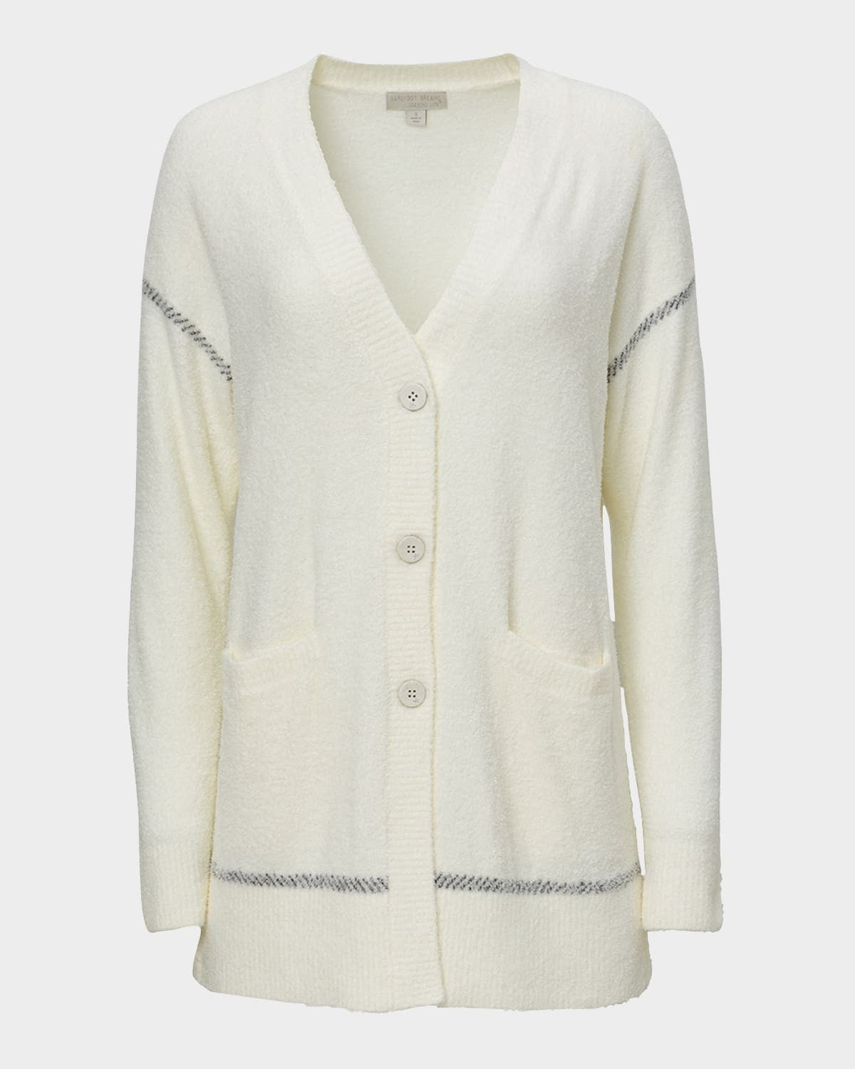 CCL Contrast Stitch Cardigan - Pearl/Carbon Sm.