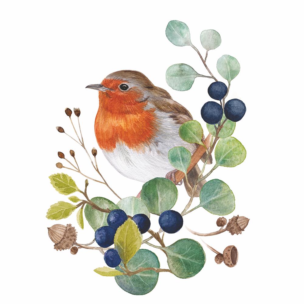 Cocktail Napkin - Oiseau Sur Branche