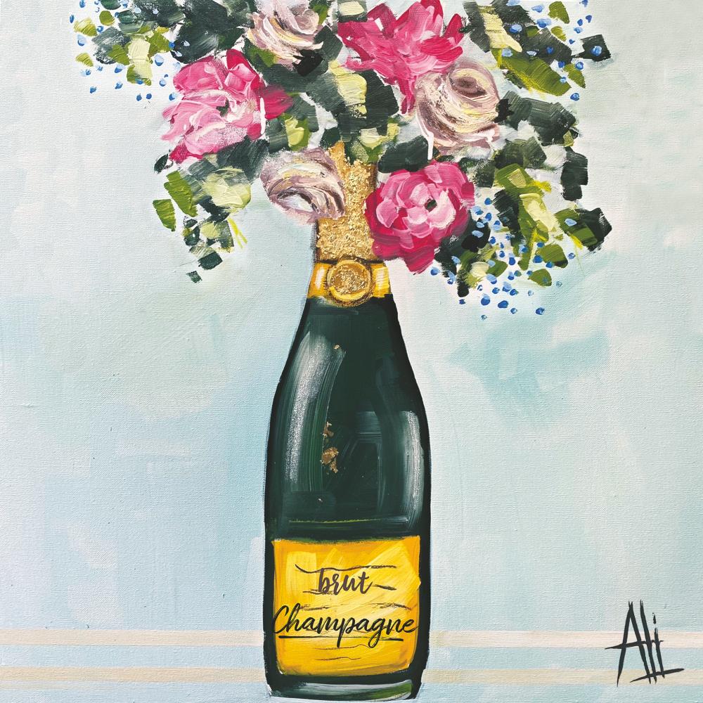 Cocktail Napkin - Champagne Et Fleurs