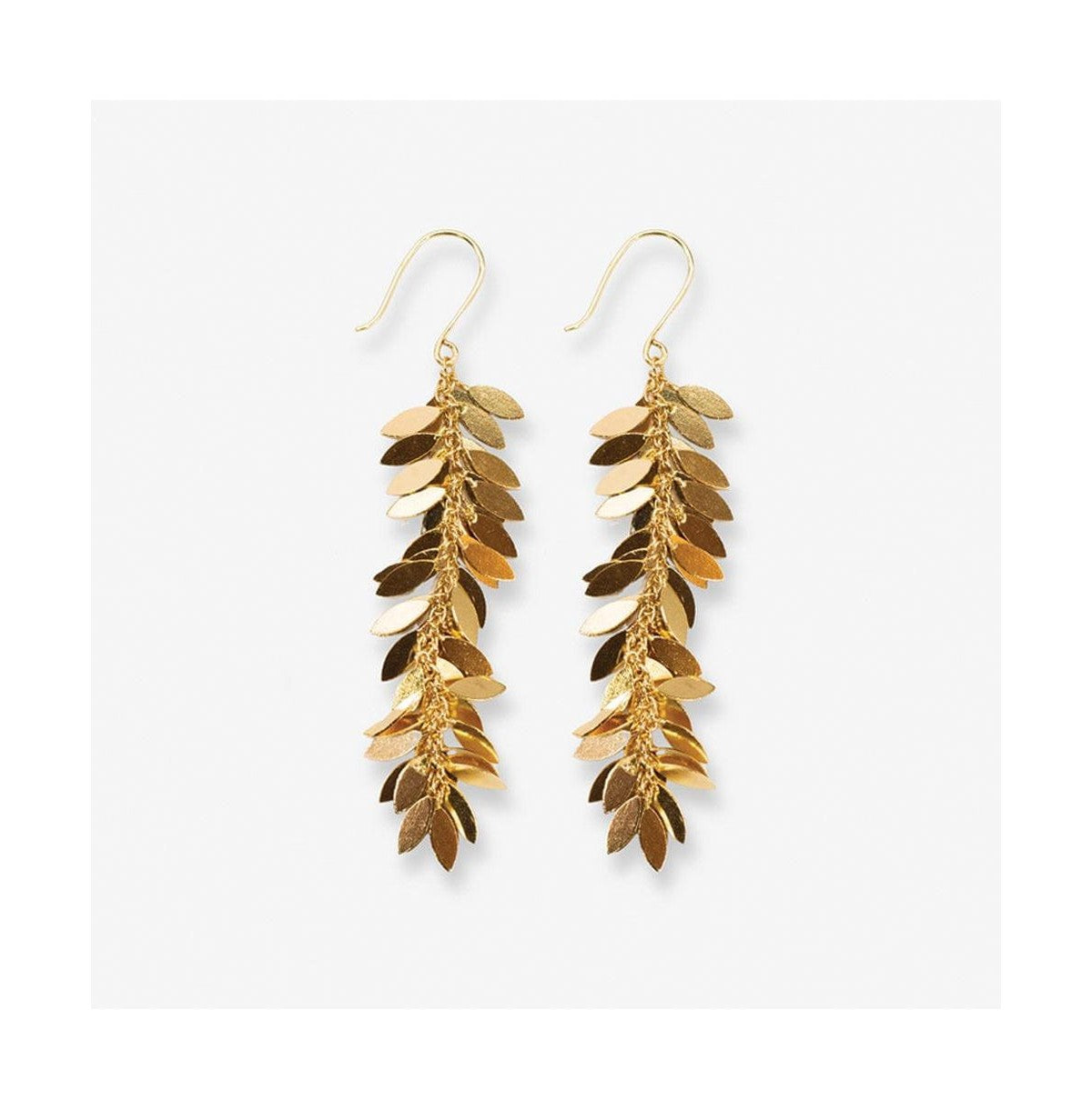 Samantha Leaf Cluster Long Dangle Earrings Brass
