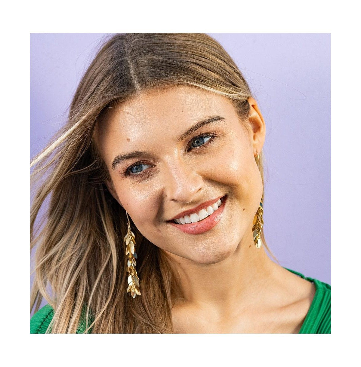 Samantha Leaf Cluster Long Dangle Earrings Brass