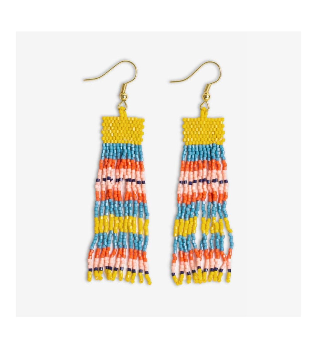 Billie Mixed Horizontal Stripes Beaded Fringe Earrings Amalfi