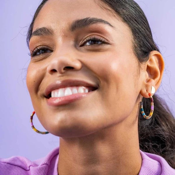 Jennifer Colorblock Small Sequin Hoop Earrings Multicolor