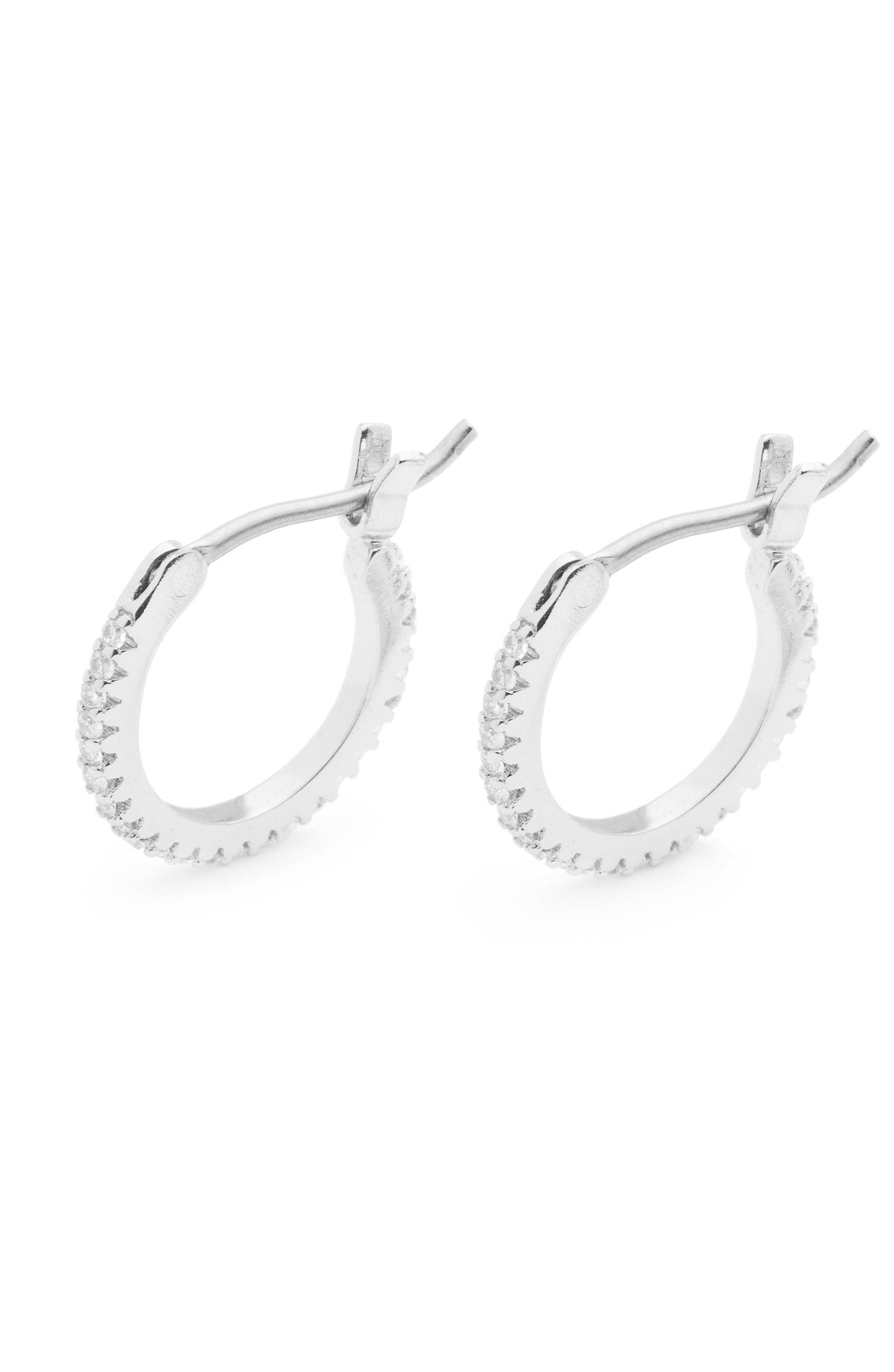 Shimmer Huggies (white cz) (silver)