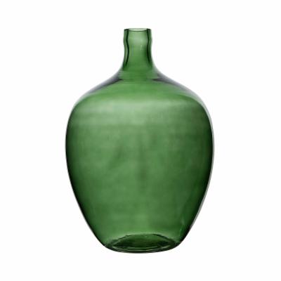 10 3/4" Round x 15.5" Vintage Reproduction Glass Bottle, Green