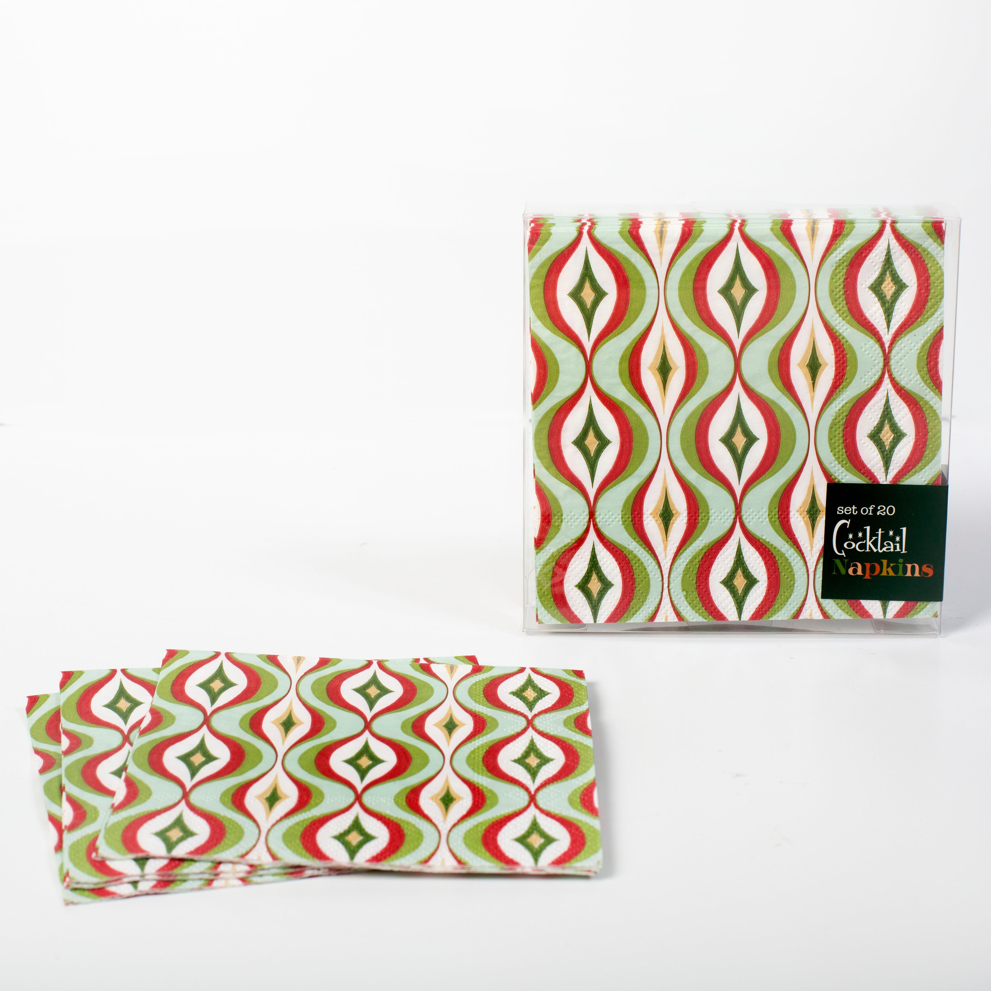 Diamond Wave Mid Century Modern Cocktail Beverage Napkin