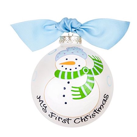 My First Christmas Snowman Boy 100mm Glass Ornament