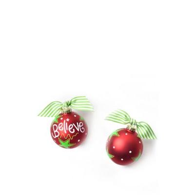 BELIEVE CHRISTMAS GLASS ORNAMENT