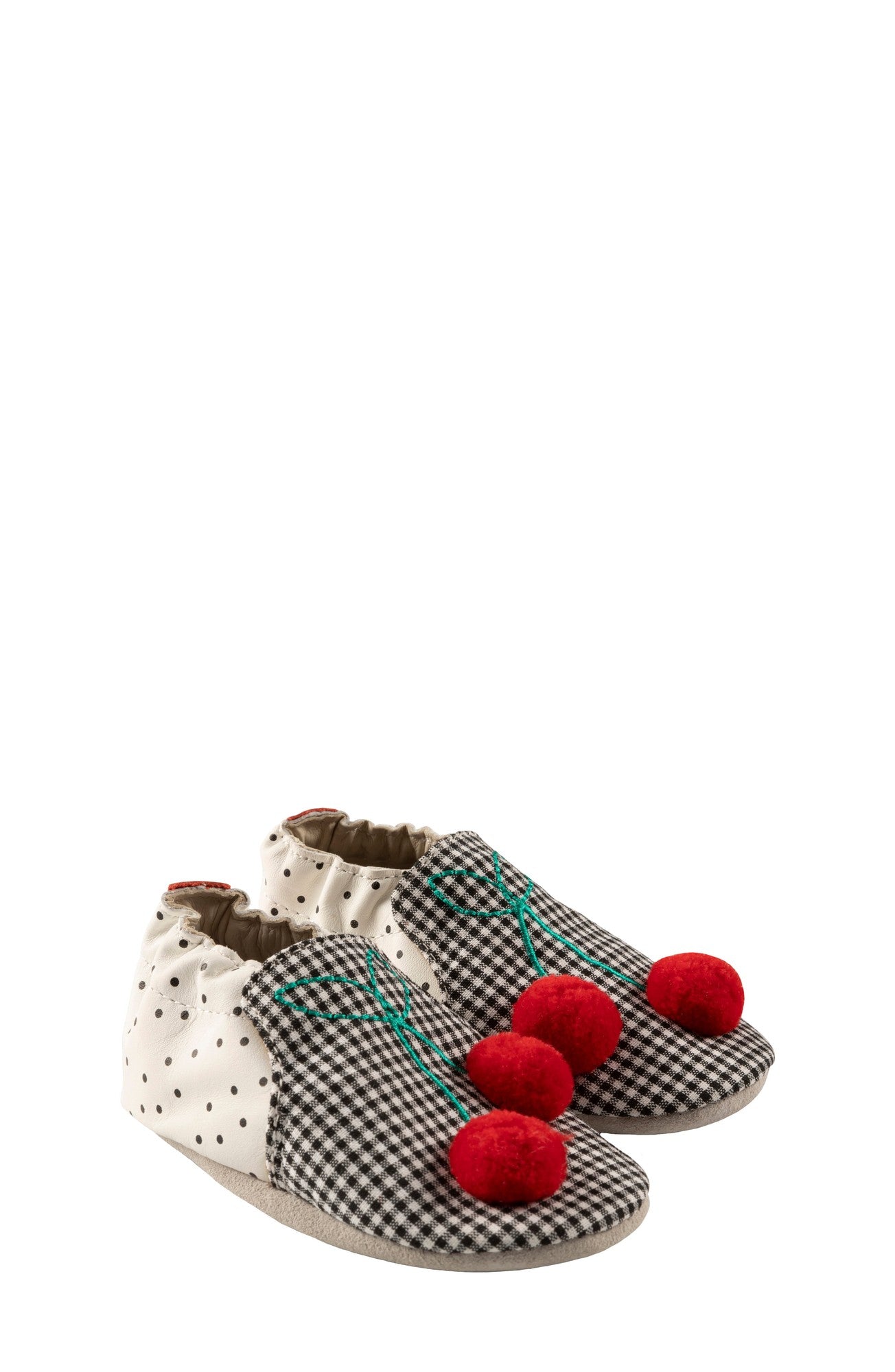 Black & White Gingham Cherry Print Softsole Shoe 12-18 Mos.
