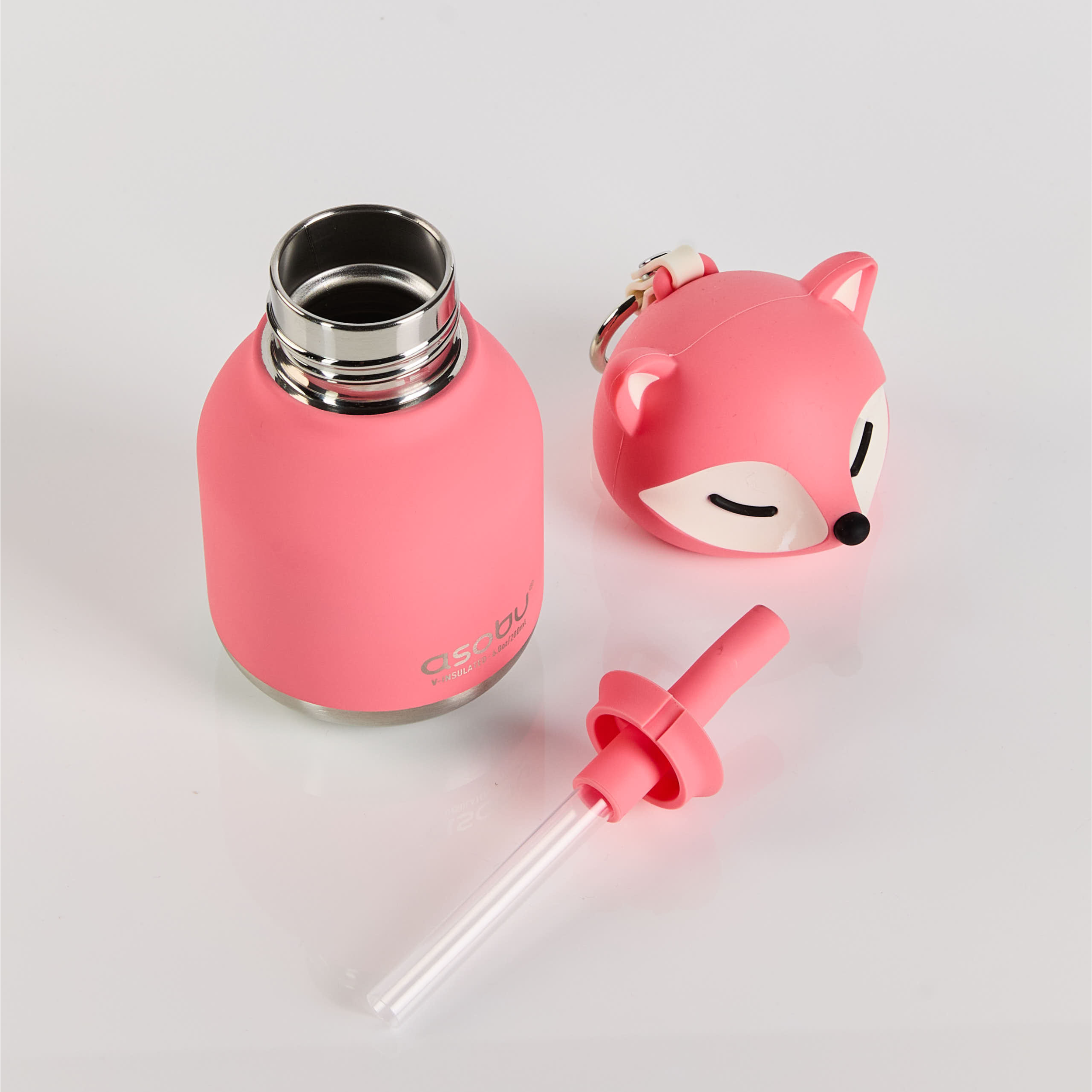 Bag Charm Water Bottle - Pink Fox