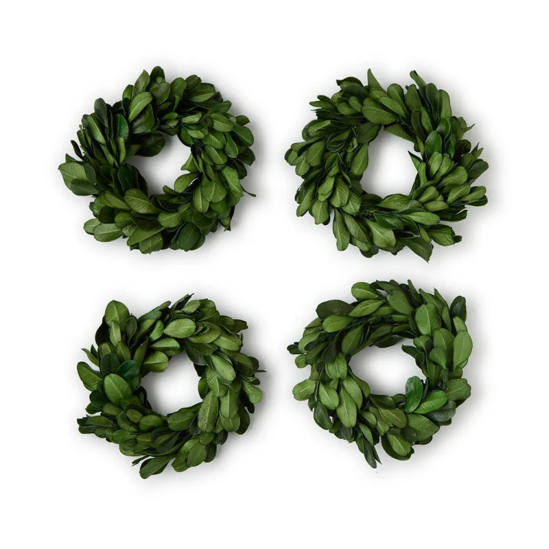 BOXWOOD WREATH NAPKIN RINGS-SET OF 4