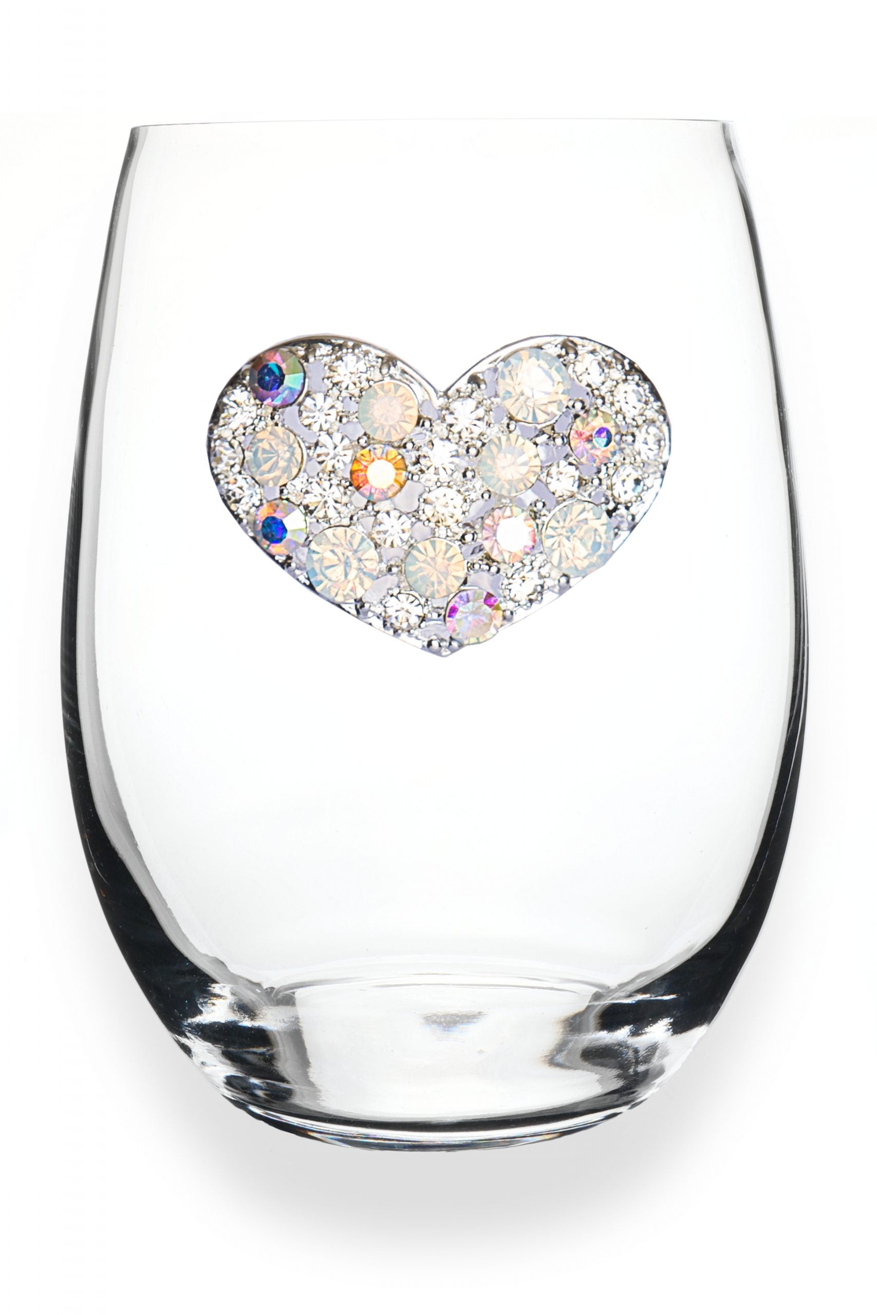 Multi Stone Heart Stemless Wine Glass
