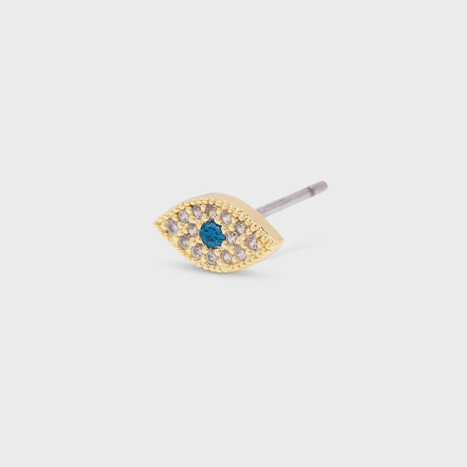 Evil Eye Charm Stud - Gold