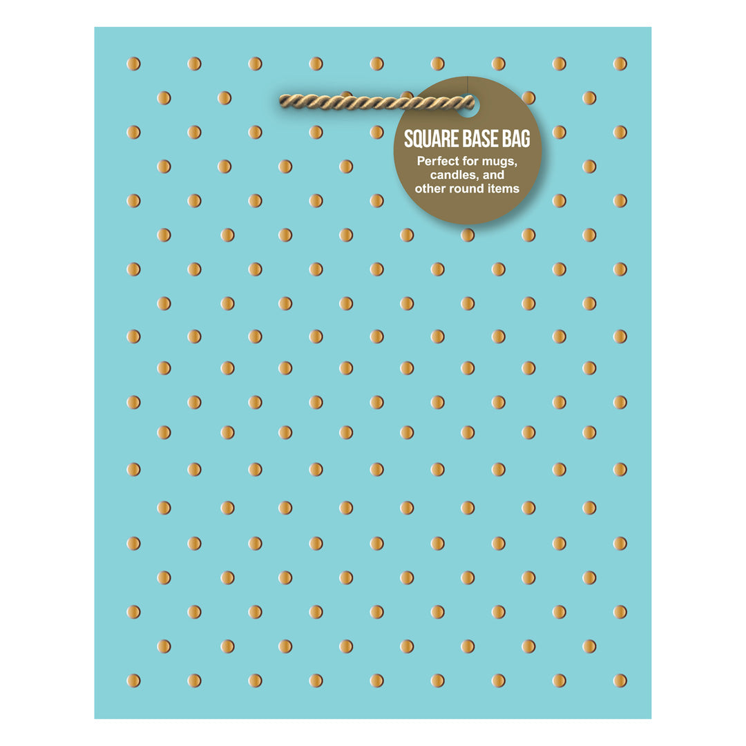 Gold Swiss Dots - Robins Egg Tote Bag - Small Square