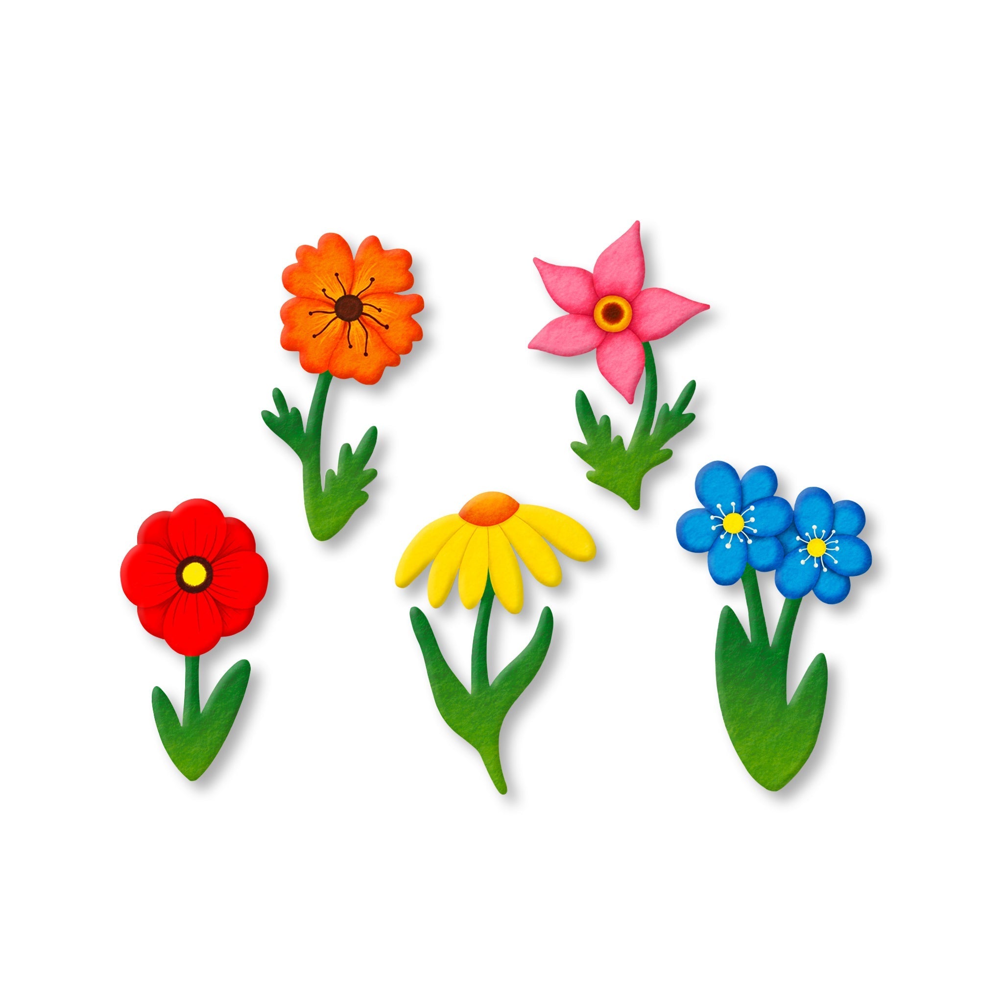 FLOWER STEM MAGNETS SET OF 5