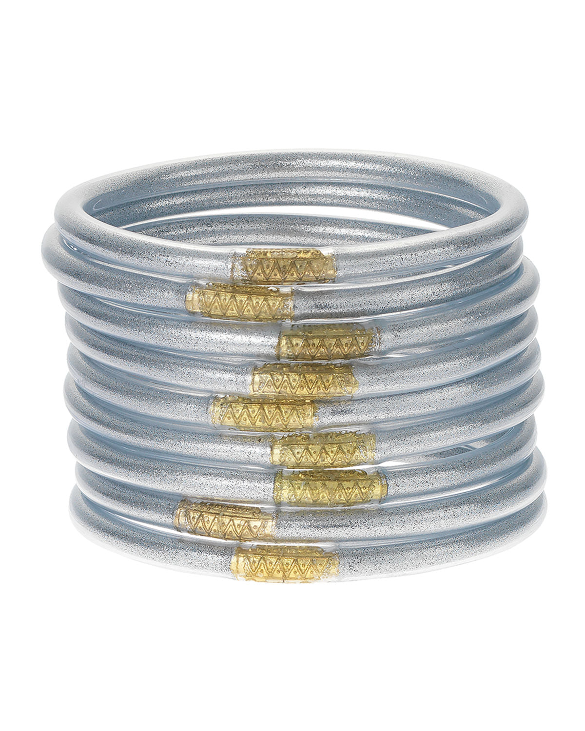 SILVER ALL WEATHER BANGLES MED. SET OF 9