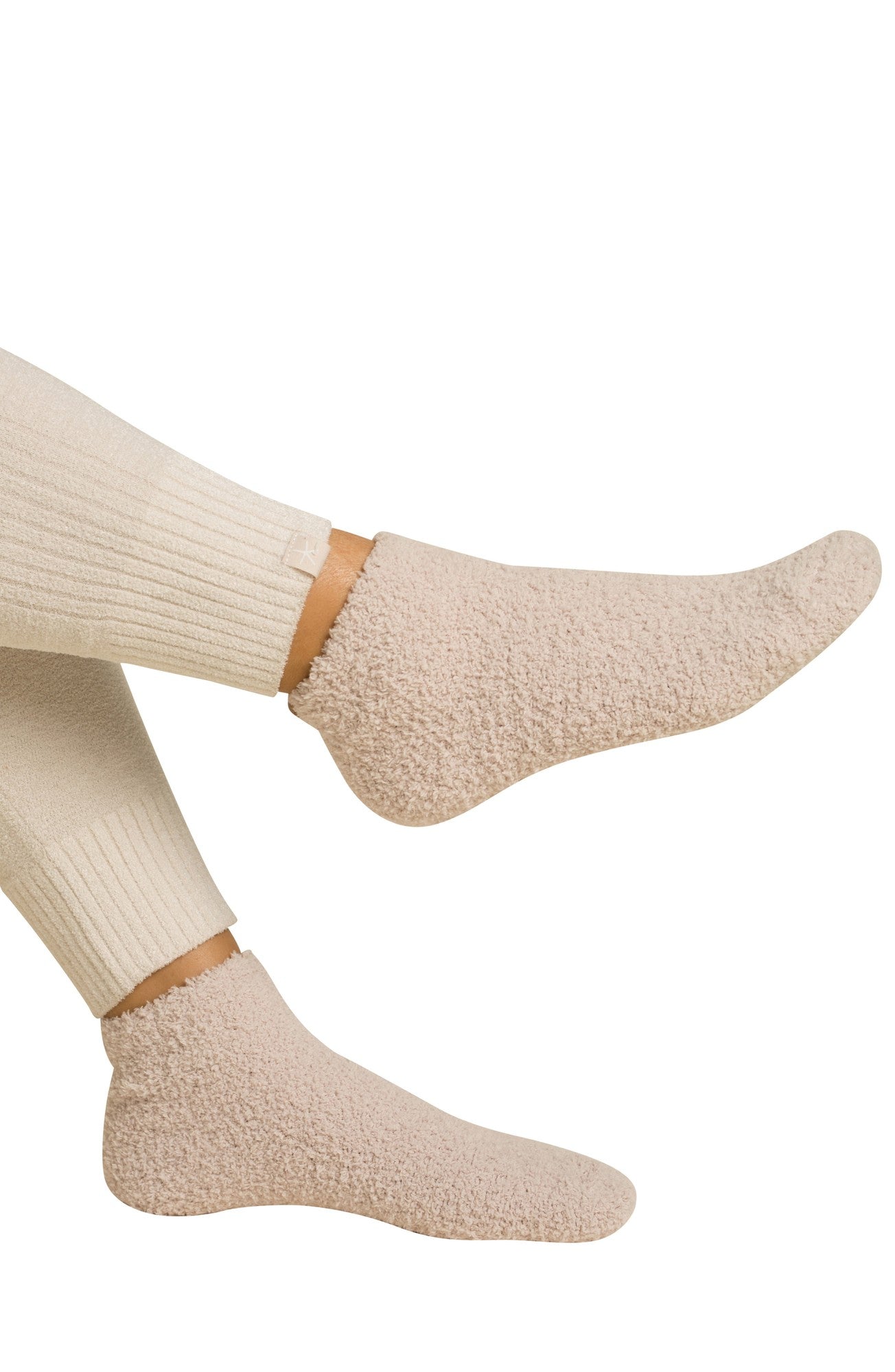Cozy Chic 2 Pair Tennis Socks - Stone Multi