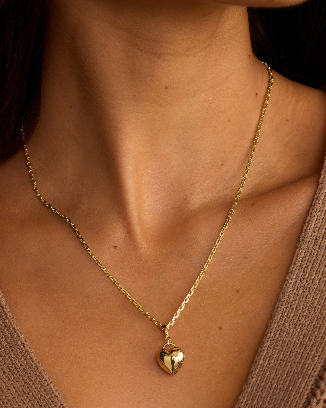 Heart Charm Stud - Gold
